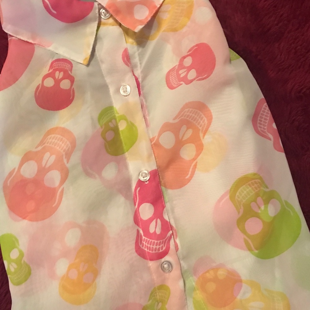 Sheer Skull button-up blouse☠️